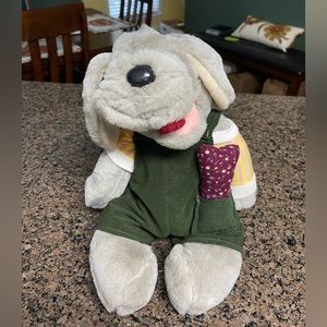 Vintage Wrinkles The Dog Barking Hand-Puppet 1986 Plush with Bone Tested Working